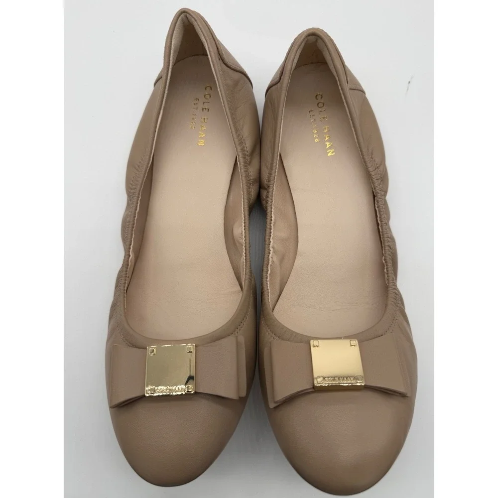Cole Haan Tali Bow Ballet Women's 9.5 Maple Sugar Leather Flat Elegant NIB